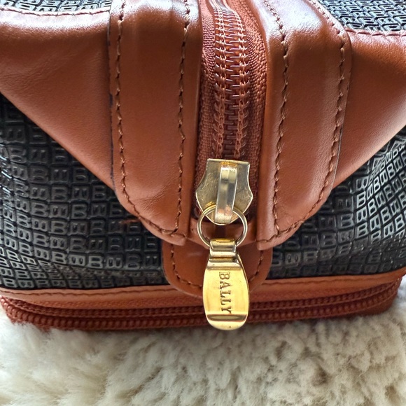 Bally Structured Cosmetic Bag Wallet Unisex Vintage Made in Italy Monogram - Picture 5 of 15